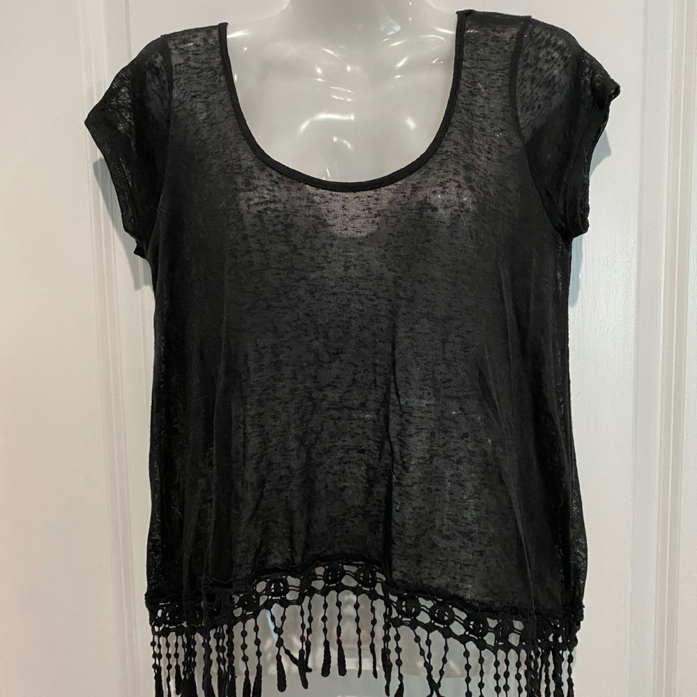 Miss Daisy Sheer Black Blouse, Sz S
